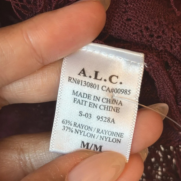 A.L.C. Cut Out Fringe Sleeveless Top Burgundy Size M - Picture 6 of 7